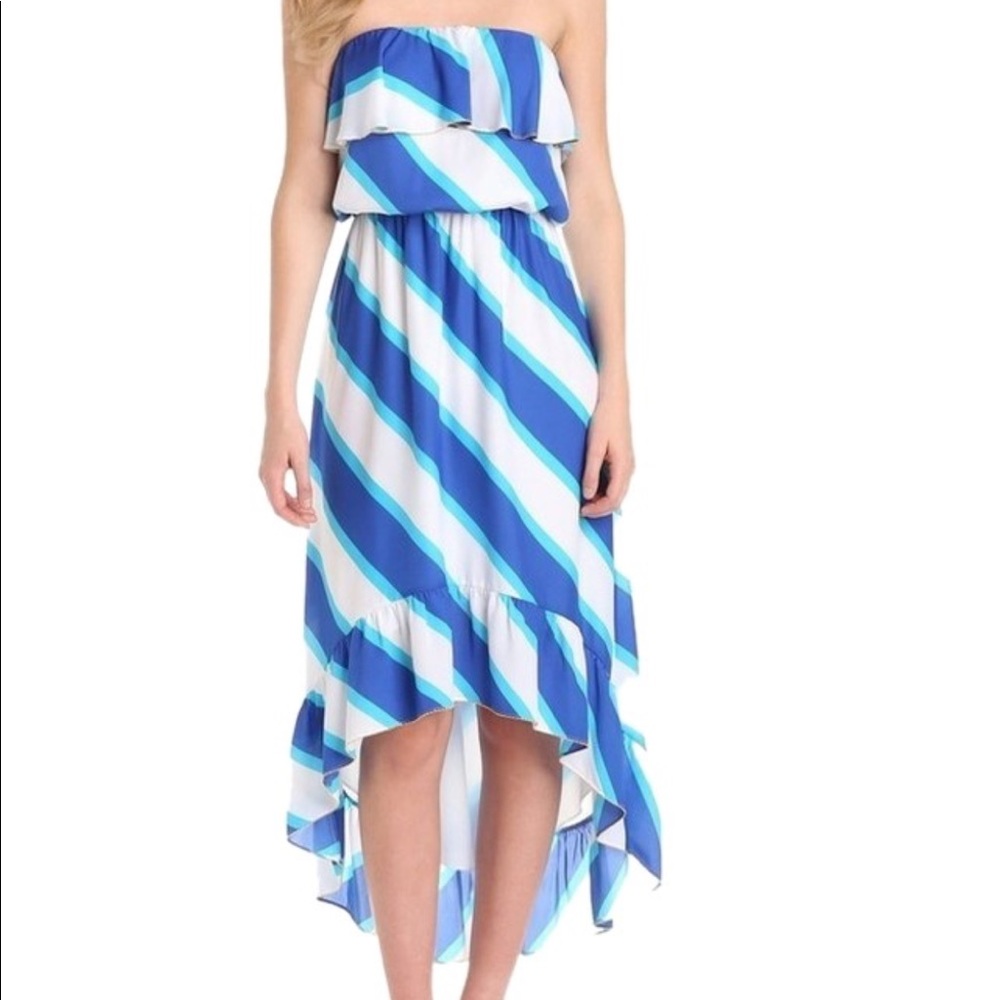 Lilly Pulitzer hi lo maxi dress stripes blue white